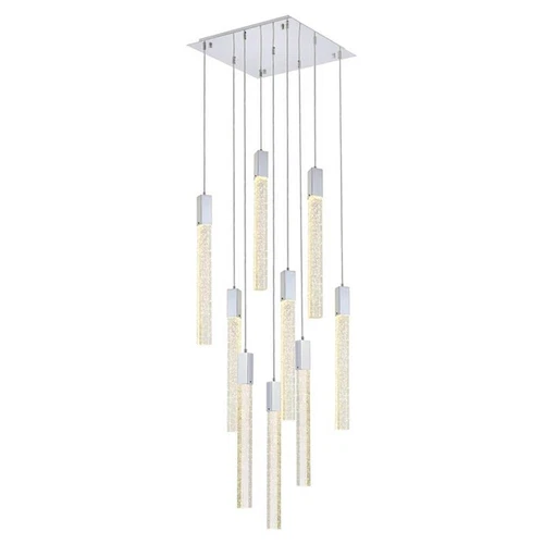 Elegant Lighting Weston 9-Light Modern Metal and Crystal Pendant in Chrome - Picture 1 of 8