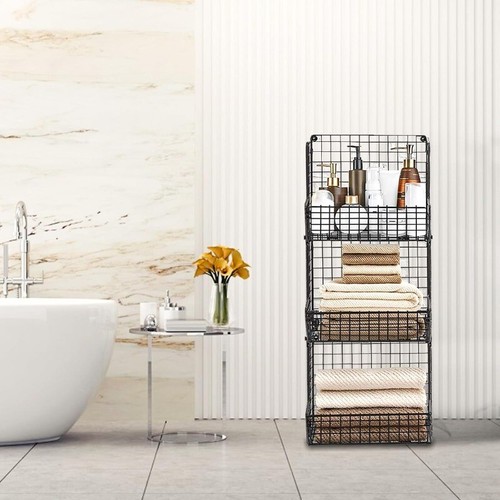 Stackable Wire Storage Baskets for Kitchen Closet Pantry, Hanging Closet - Picture 4 of 10