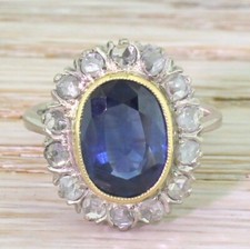 Art Deco 6.80 Ct Lab-Created Blue Sapphire Vintage Style Wedding Ring 925 Silver