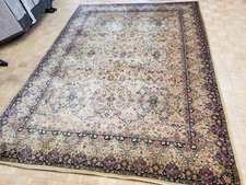 9x12 ANTIQUE KARASTAN IVORY FLORAL KIRMAN 700 793 - 100% WOOL RUG AUTHENTIC