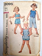 Shorts Capri Pants Tank Top Girls 6 Simplicity 2095 Sewing Pattern VTG Summer