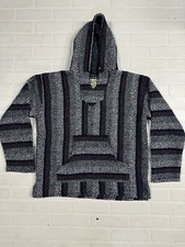 Baja Joe Mexican Poncho Drug Rug Adult L Striped Multicolor Hoodie Boho Hippie