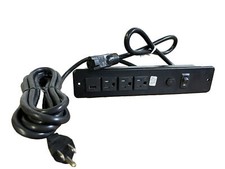 Recessed Power Strip with 3 Outlet 1 USB Switch Table Desk Furniture Cabinet