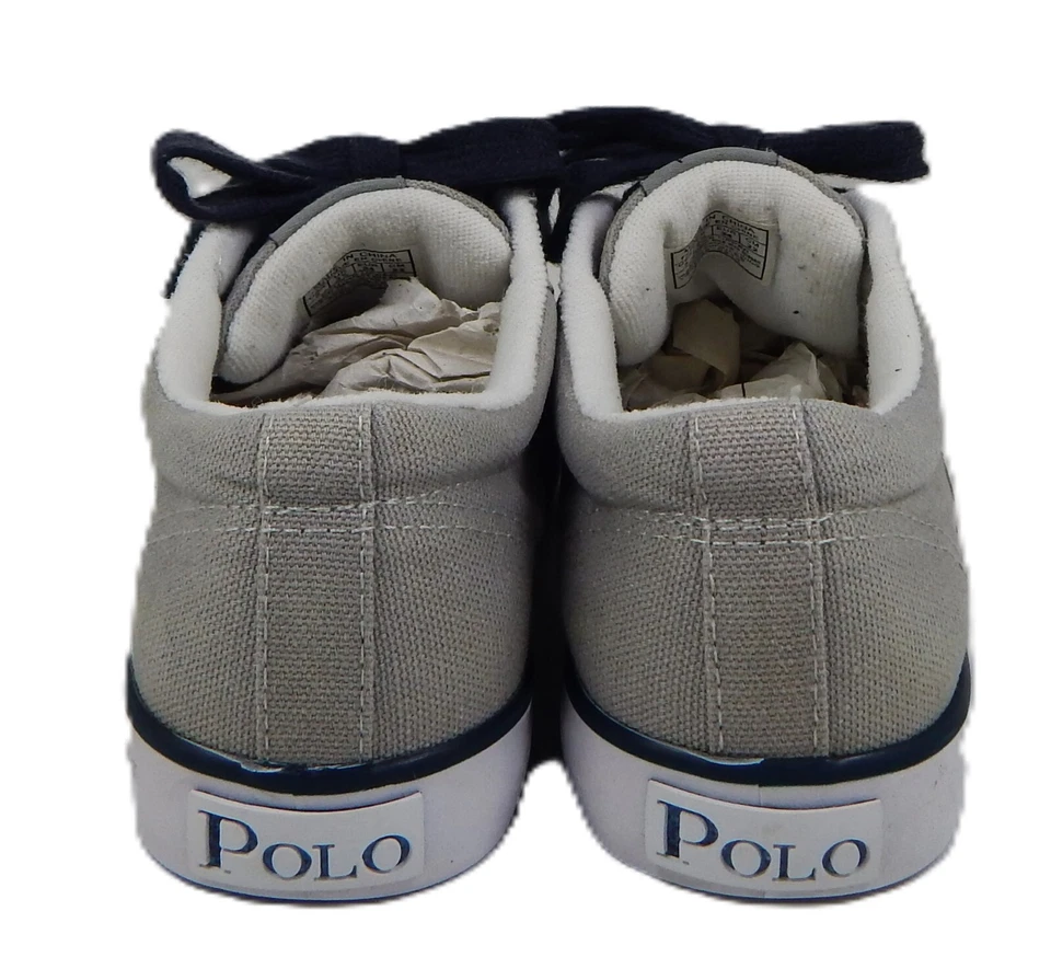 Polo Ralph Lauren GILES Tenis de Lona NIÑOS Talla 3 Gris Azul Zapatos Escolares con Cordones Foto 4 de 4