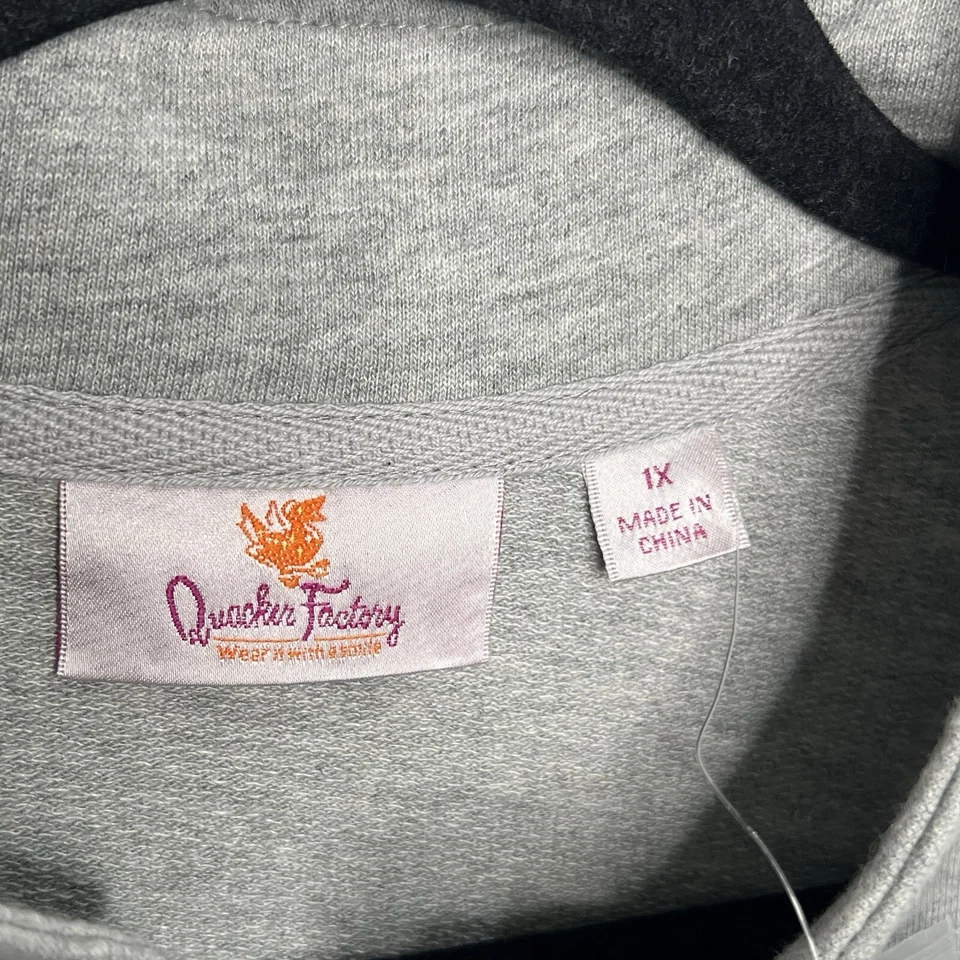 NWT Quacker Factory Sleeveless Vest Gray 1X Full Zipper Embellished Rhinestones - Image 2 of 4