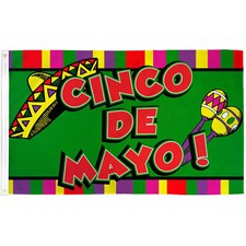 CINCO DE MAYO GREEN / RED POLY 3' X 5' FLAG