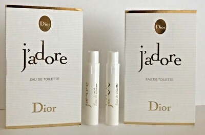 Lot of 2 J'ADORE DIOR EDT Eau De Toilette Spray Samples Card Vial 0.03oz/1ml ea