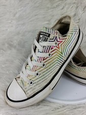CONVERSE ALL-STAR Juniors Girls Stripes Stars Colorful Skate Sneakers Shoes Sz 2