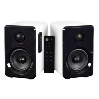AV:Link Aktive Bluetooth Regallautsprecher HiFi Soundsystem Weiß 