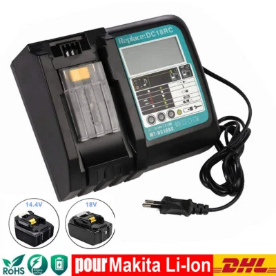 Chargeur 14,4V 18V pour Makita Batterie BL1850B BL1815 BL1415 DC18RD DC18RC LED