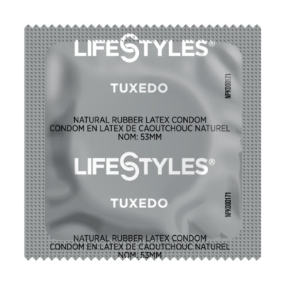 Lifestyles Tuxedo Black Colored Lubricated Bulk Condoms - Choose Quantity