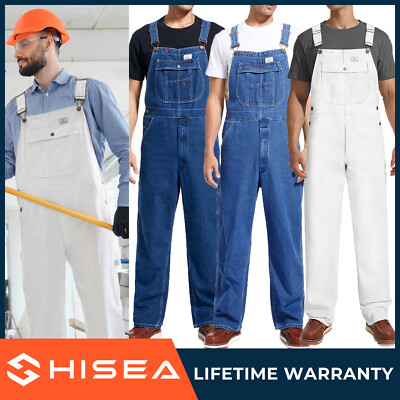 HISEA Men's Bib and Brace Carpenter Overalls Dungarees Heavy Duty Workwear  Jeans