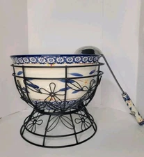 temp-tations Old World 4.5 qt. Bowl with Wire Stand and Serving Spoon
