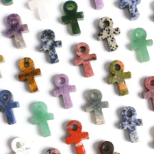 Natural Crystal Quartz Egyptian Ankh Cross Hand Carving Stone Symbol of Life