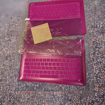 Hot Pink Translucent Hard Shell Case Keyboard Cover For MacBook Pro Air