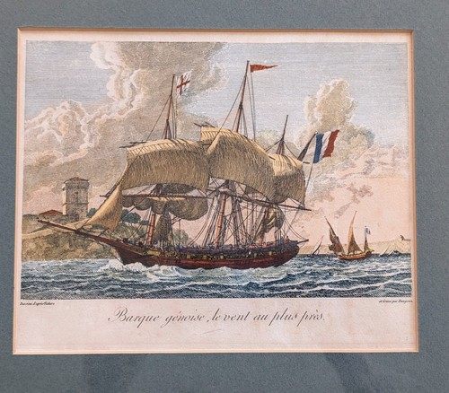 Discovery Of The Navy by Rossel Vidal Barque Genoise Le Vent Au Plus Pres Framed - Picture 5 of 9
