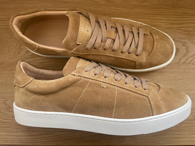 SANTONI mens sneakers sand beige suede / leather shoes/ Made in Italy/ 10US-43EU