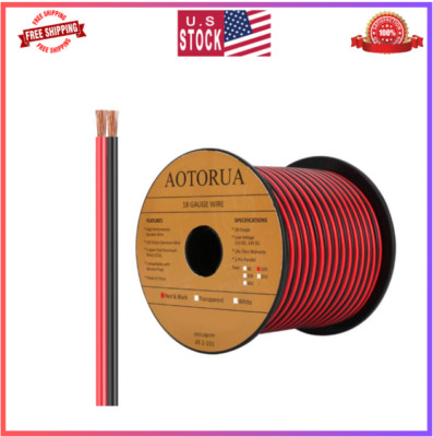 100FT 18/2 Gauge 18AWG Red Black Cable Wire for 12V/24V LED Strip Lighting
