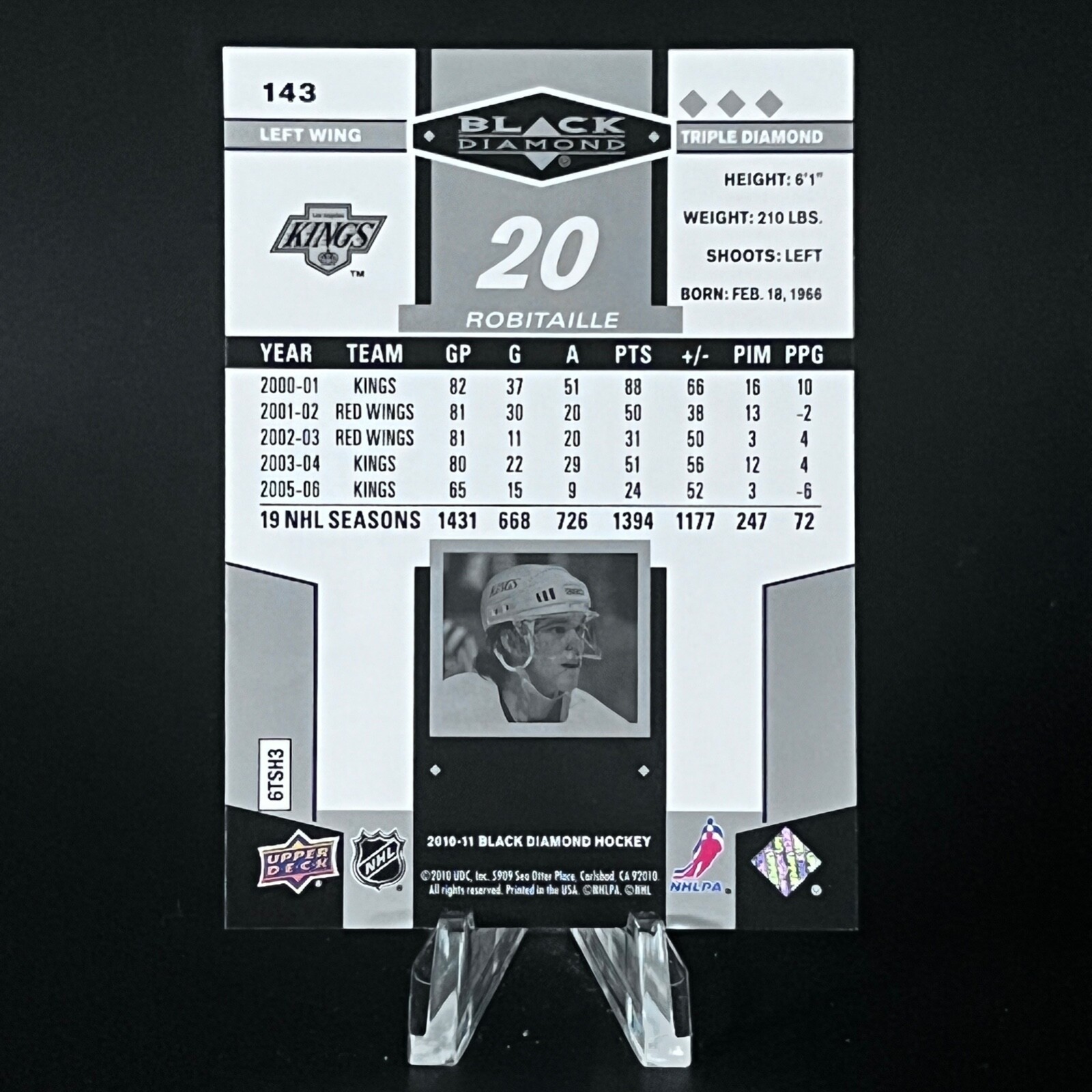 Luc Robitaille 2010-11 Upper Deck Black Diamond Hockey #143 NICE LOOK!! - Picture 2 of 2