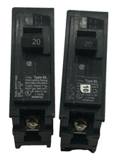 LOT OF 2 SIEMENS CIRCUIT BREAKER 20A 1 POLE B120 TYPE BL 120/240V 60HZ 20A  