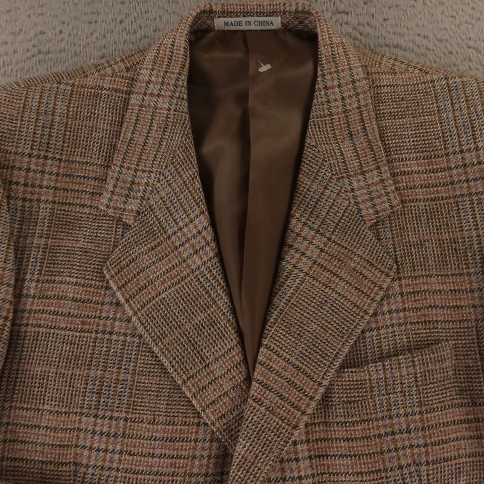 Chaqueta Tweed M MT Marrón Príncipe de Gales Cuadros Glen Seda Lana Blazer 42L Foto 2 de 4