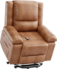Power Lift Recliner Chair with Heat & Massage, PU Leather Recliner for Elederly