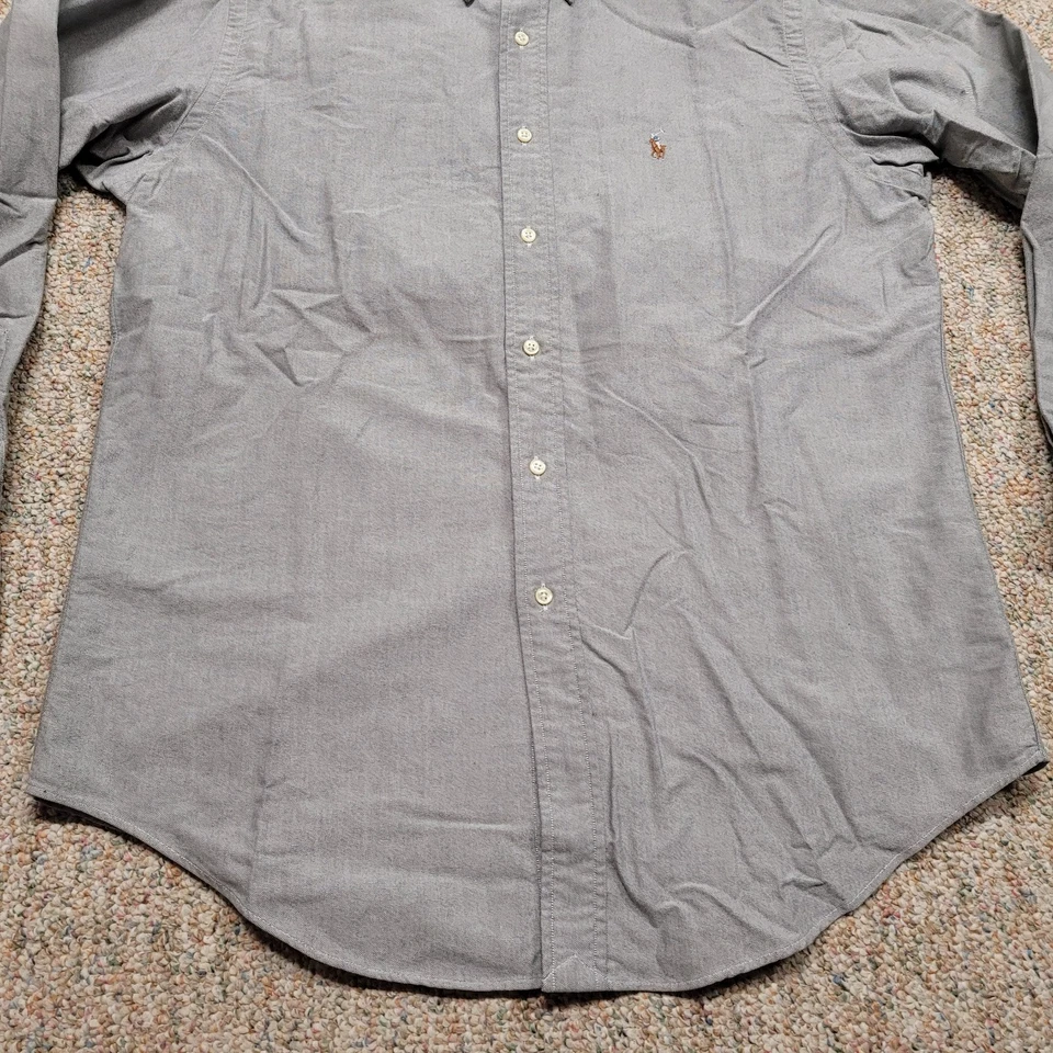 Camisa Ralph Lauren Para Hombres 15.5 Gris Oxford OCBD Abotonada Manga Larga Carne Poni Foto 3 de 4