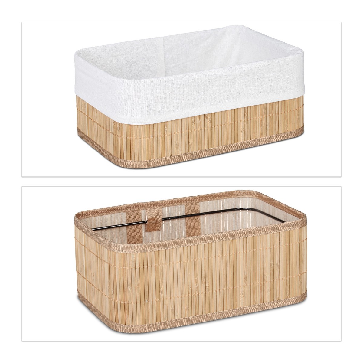 SCATOLA ORGANIZZATIVA MULTIUSO IN PLASTICA CON COPERCHIO IN BAMBÙ S2