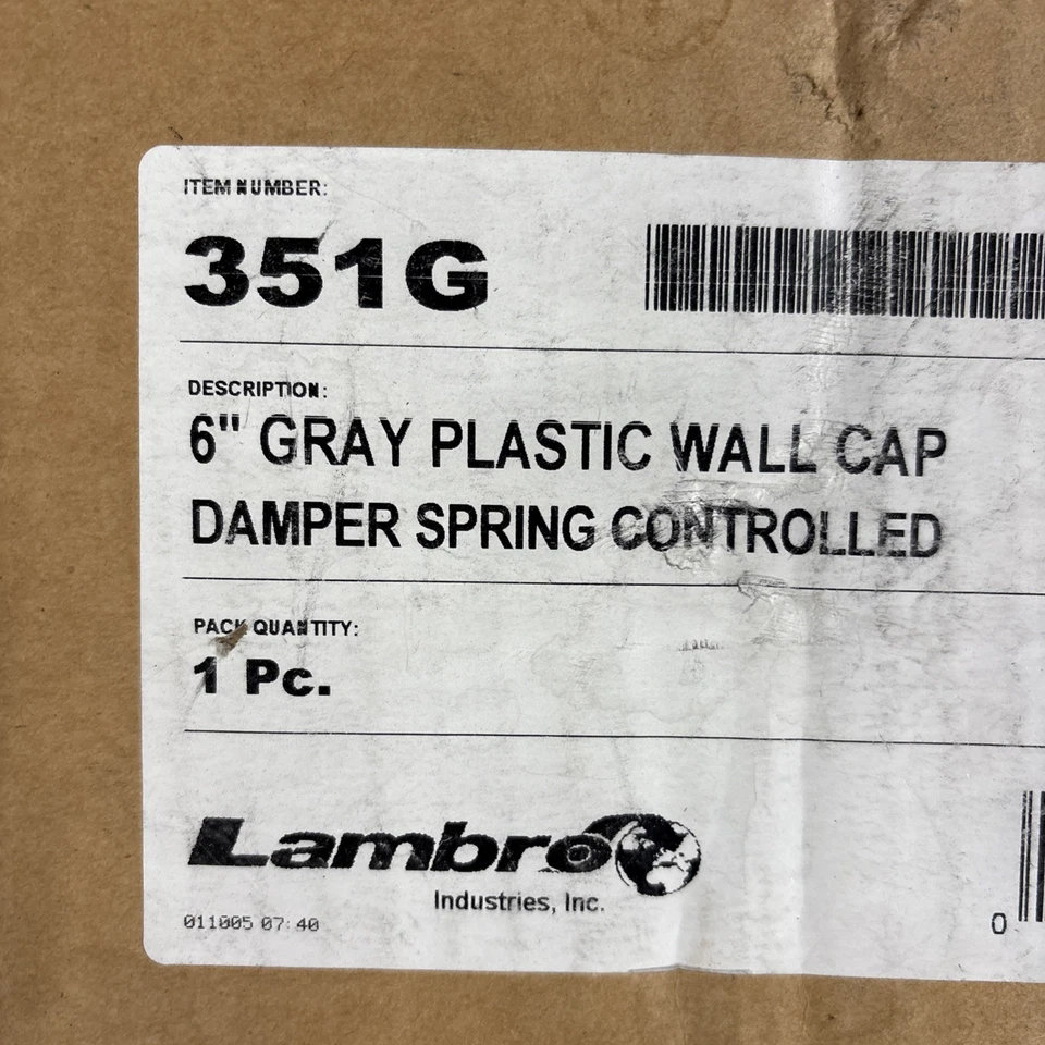 Amortiguador de tapa de pared de plástico gris Lambro Industries Lambro 6" LAM351G Foto 2 de 3