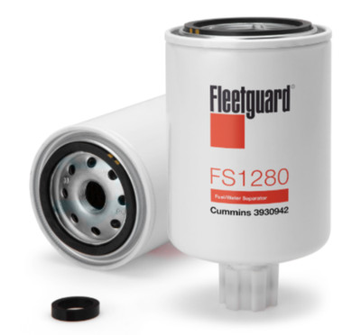 Fleetguard FS1280 Fuel Water Separator Filter, 2PK, Spin On 20 Micron for Cum...