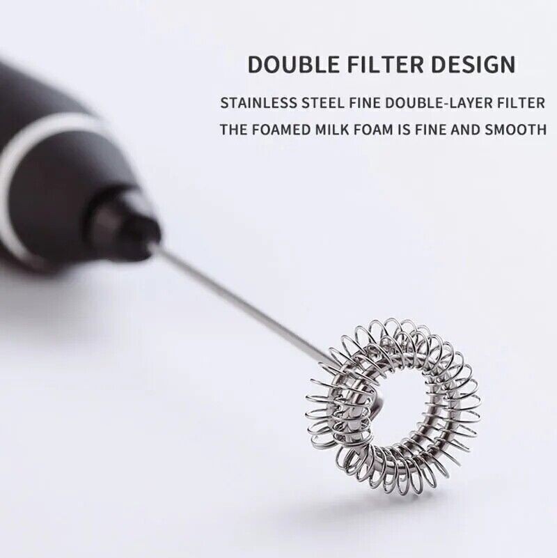 Electric Milk Frother Double Whisk Handheld Coffee Foam Mixer USB Rechargeable
