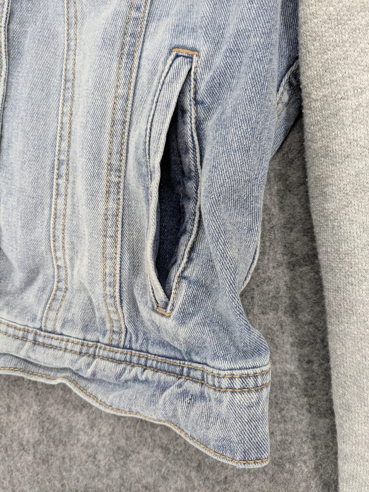 Chaqueta Silver Jeans Co Para Mujer Grande Azul Denim Con Capucha Gris Tejido Mangas Informal Foto 4 de 4