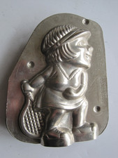 VINTAGE 2 STÜCK BLECH SCHOKOFORM - TENNISSPIELERIN - ARNOLD KALMEIJER #15395