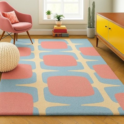 Rug | Geometric dsign rug | Wool rug | Hand Tufted Rug | area rug | Designer Rug