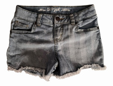 Cat Jack Girls Denim Cut-Off Shorts M 7/8 Light Wash Blue Pockets Button
