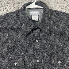 Wrangler Wrancher Shirt Mens Large Paisley Pearl Snap Western Long Sleeve