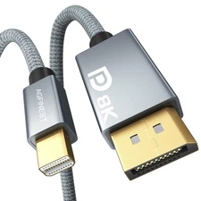 8K Mini DisplayPort to DisplayPort Cable Bi-Directional Mini DP to DP 1.4 Cab