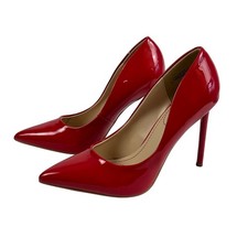 Fashion Nova Red Patent Stiletto Pointed Toe High Heel Pumps Womens 7.5 Glam