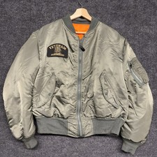 80s Alpha Industries USA Made MA-1 Bomber USAF Flight Jacket Large Vietnam Patch