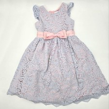 Rare Editiona Elegant Pink and Blue Lace Kids Dress Size 16