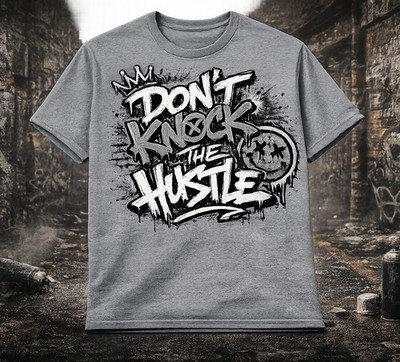 Hustle Dont Knock Smiley Graphic Tee Shirt  Big & Tall Pro Club Shaka Streetwear