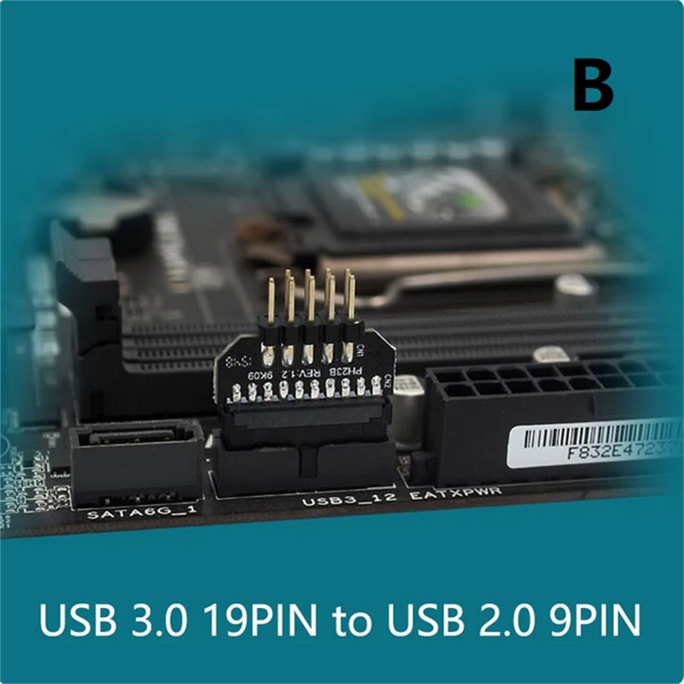 Black Panel Plug-in Adapter Computer Motherboard USB3.0 20pin To USB2.0 ...