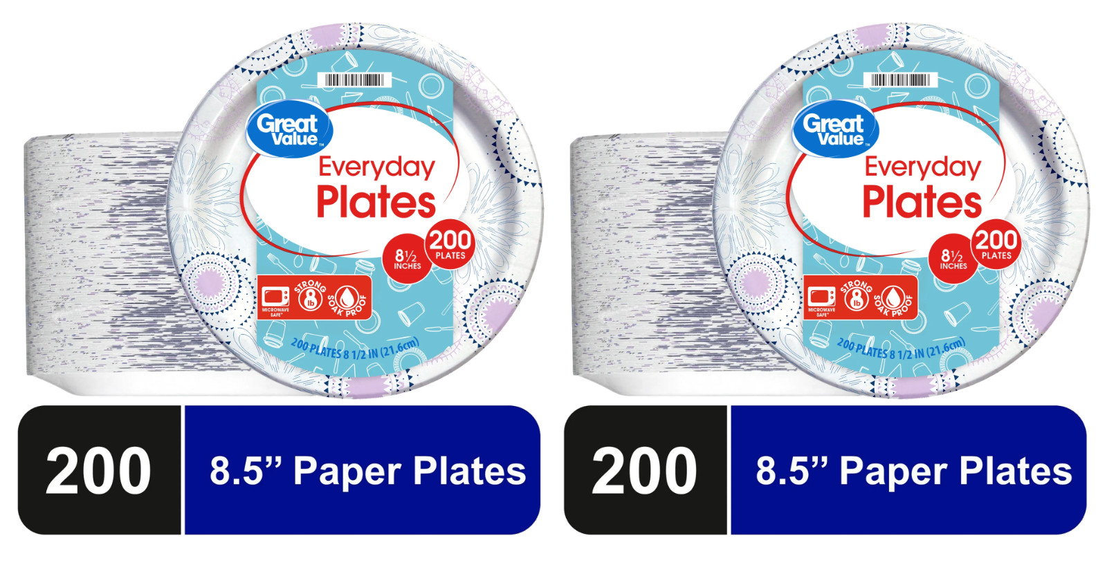 Great Value Everyday Disposable Paper Plates, 8.5", 400 Count