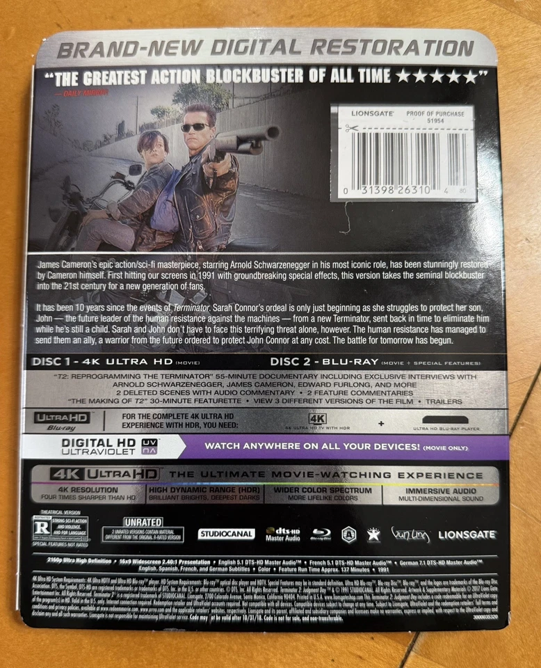 Terminator 2: Judgment Day Limited Edition Collectors Set EndoArm 4K/Blu-Ray OOP - Image 3 of 4