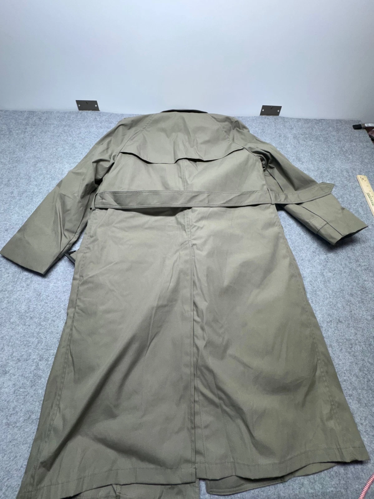 Valor Collection Olive Trench Coat Mens 38R Double Breasted Belted All Weather image 3