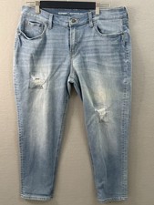 Old Navy Boyfriend Skinny Jeans Womens 14 Petite Light Wash Distressed Stretch