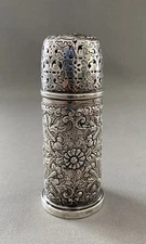 Antique EF HT England Sterling Silver Repousse Muffineer Sugar Caster
