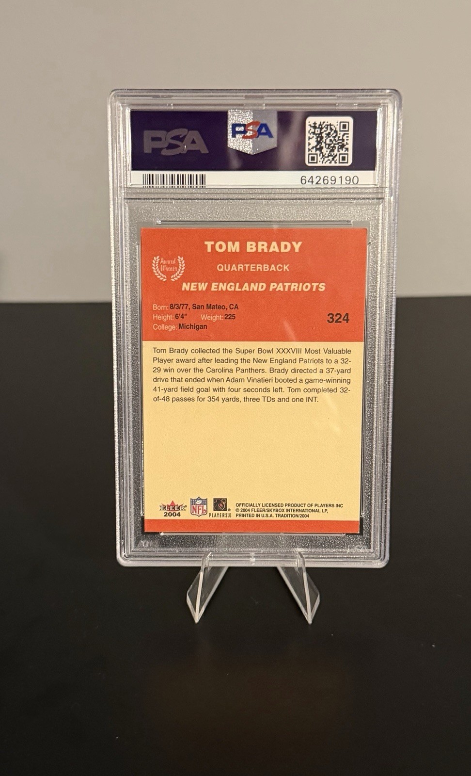 2 Card Vintage Tom Brady Lot - 2002 Fleer Tradition PSA 6 / 2004 Topps PSA 4 view 2