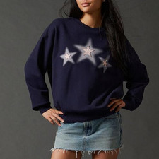 NEW Pacsun Women s Triple Star Crew Neck Sweatshirt Size M