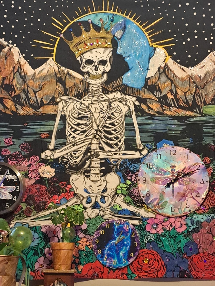 Calavera tapiz pintada a mano Foto 2 de 2